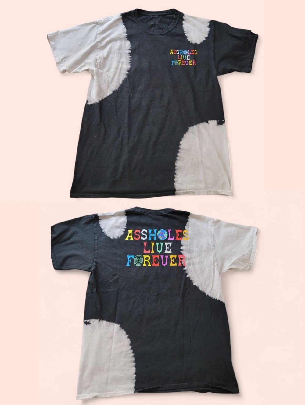 Linda Finegold Assholes*s Live Forever Tie-Dye Tee Shirt Graphic Mens XL
